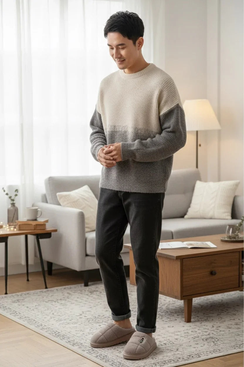 Chaussons homme marron clair laine – fourrés, chauds et confortables