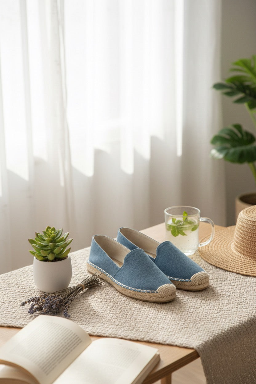 Espadrilles femme bleues – semelle souple et confortables
