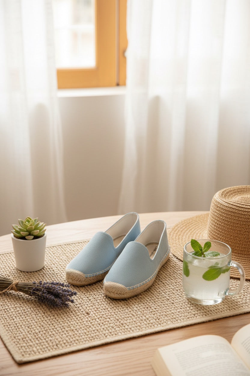 Espadrilles femme bleu clair – semelle souple et confortables