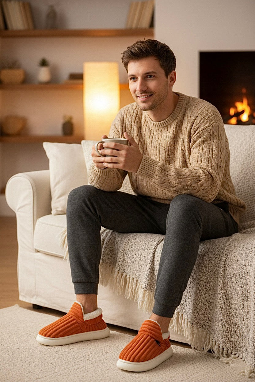 Chaussons bottes homme orange – chaudes, douces et confortables
