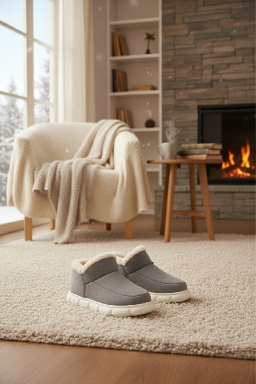 Chaussons bottes homme gris style ski – ultra chaudes et confortables