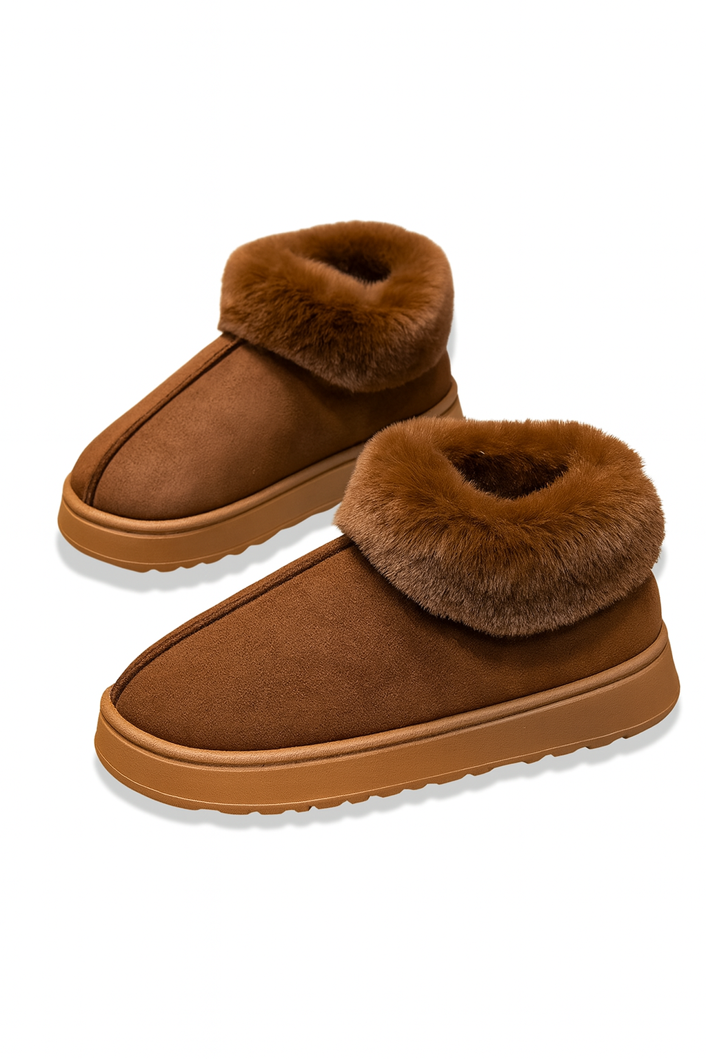 Chaussons bottines femme marron fourrées – douces, chaudes et ultra confortables