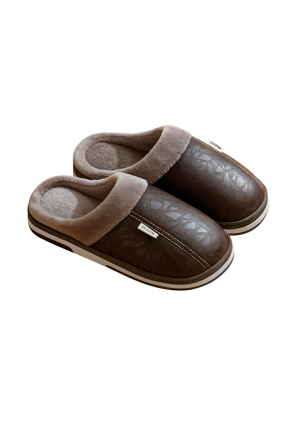 Chaussons homme cuir marron fourrés – doux, chauds et confortables