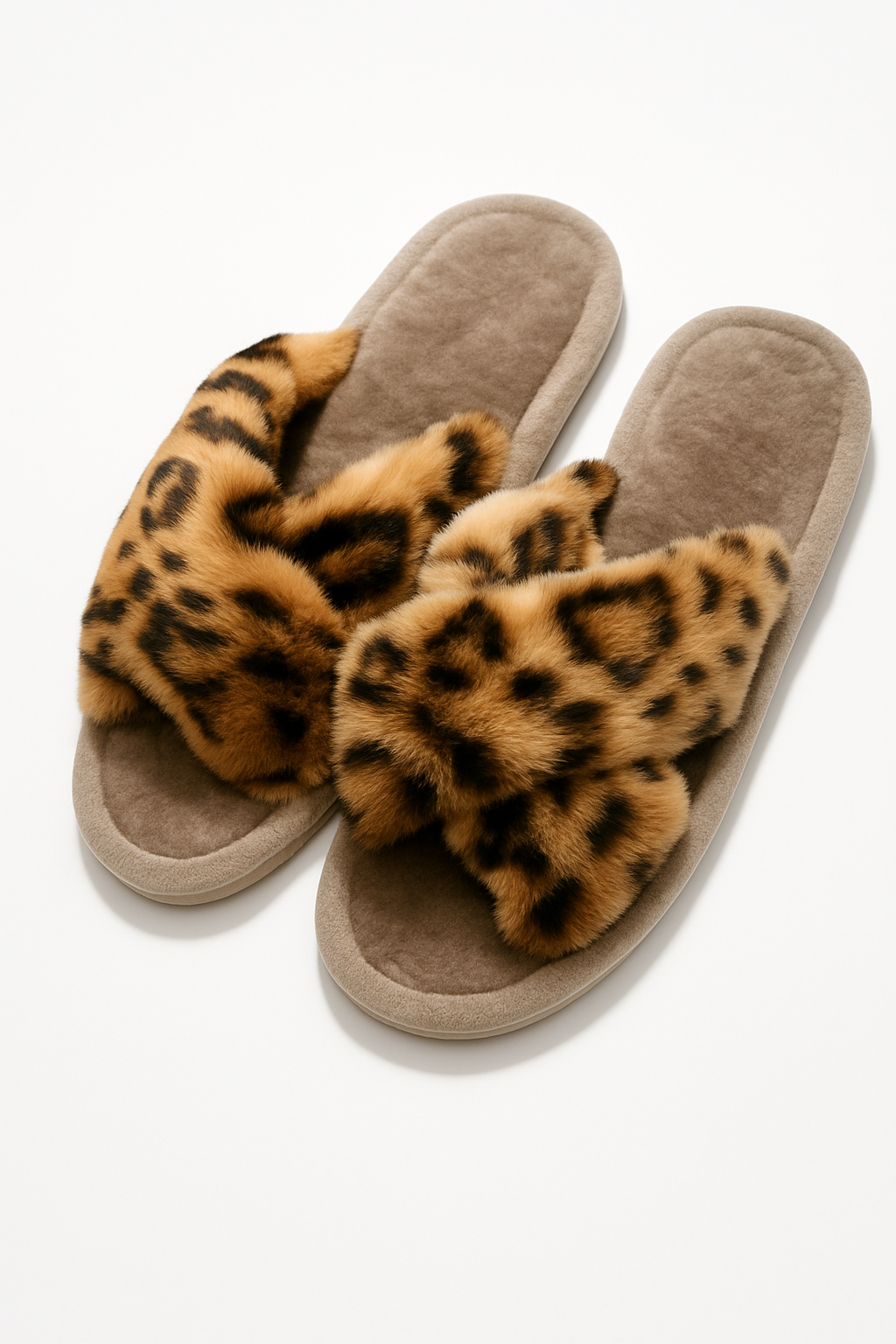 Chaussons femme motif léopard marron – élégants, doux et confortables