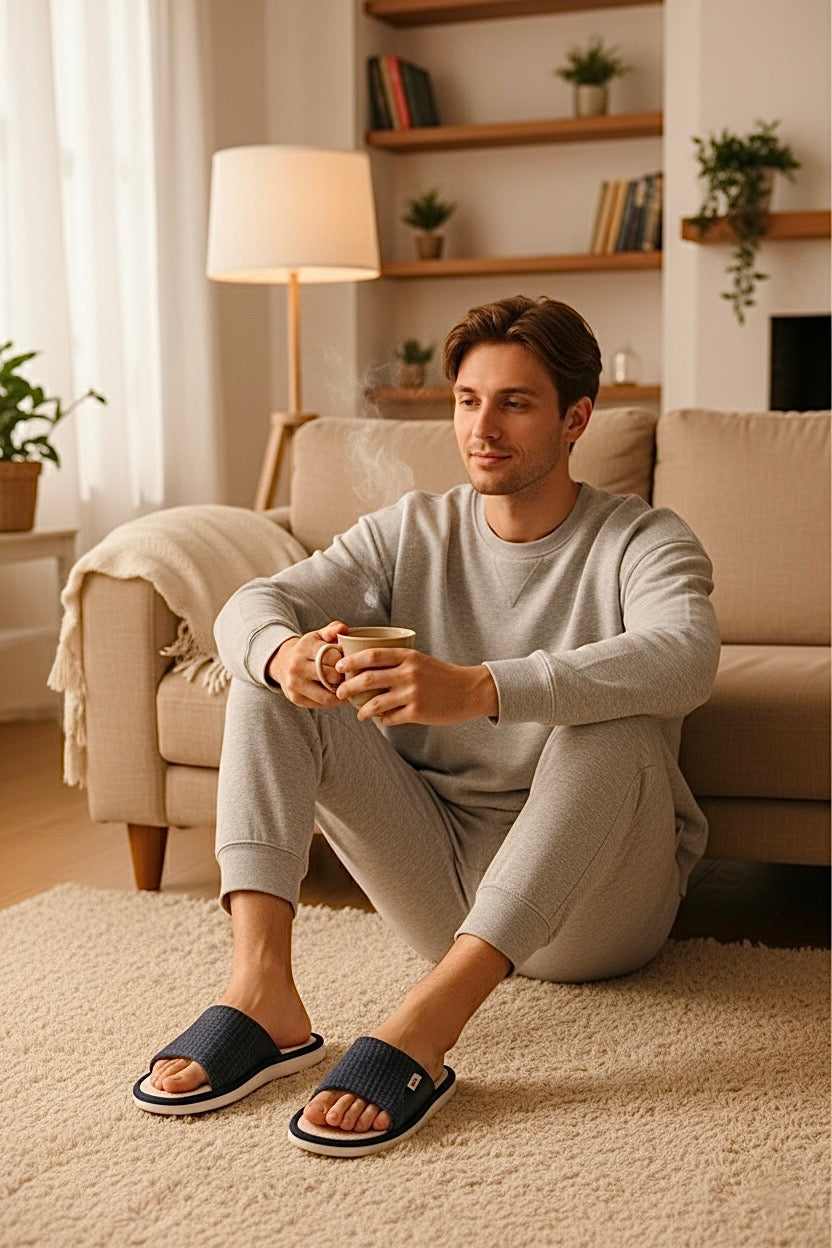 Chaussons homme bleus – souples, confortables et légers