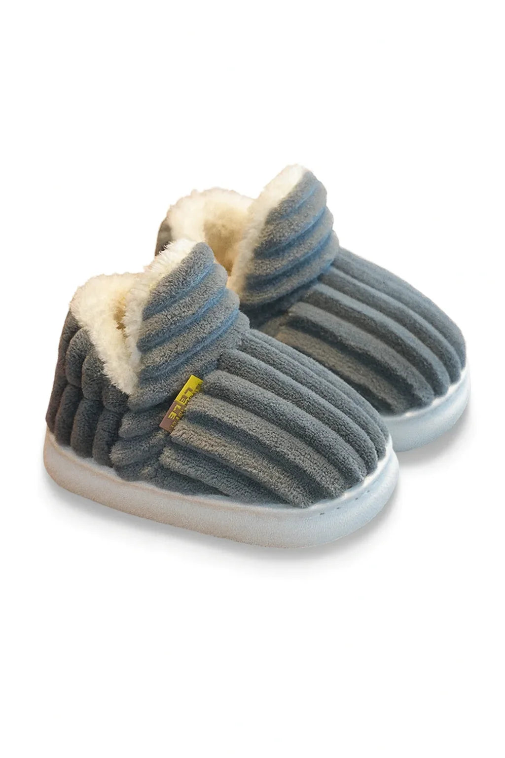 Chaussons bébé gris fourrés – doux, chauds et semelle souple