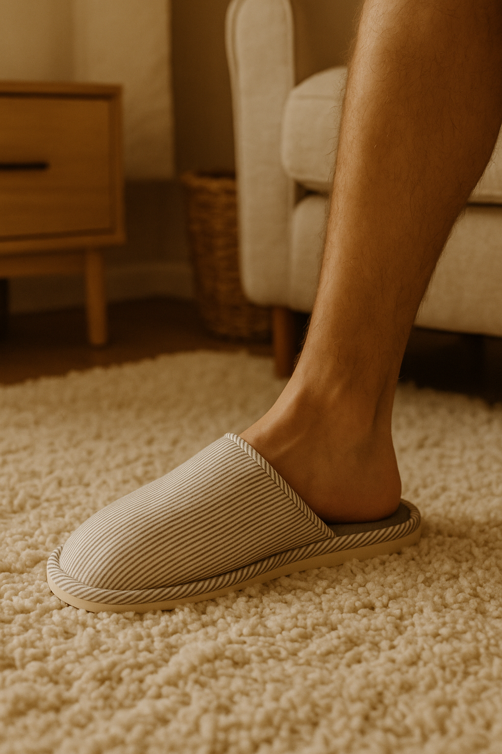 Chaussons homme rayures bleues – souples, légers et confortables