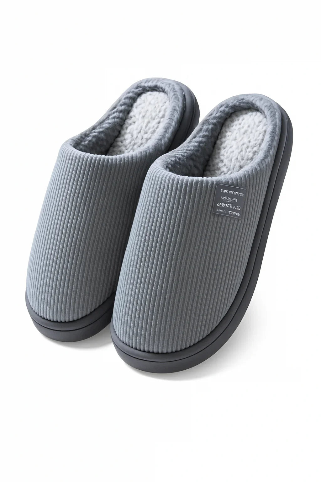 Chaussons homme gris fourrés – doux, chauds et confortables