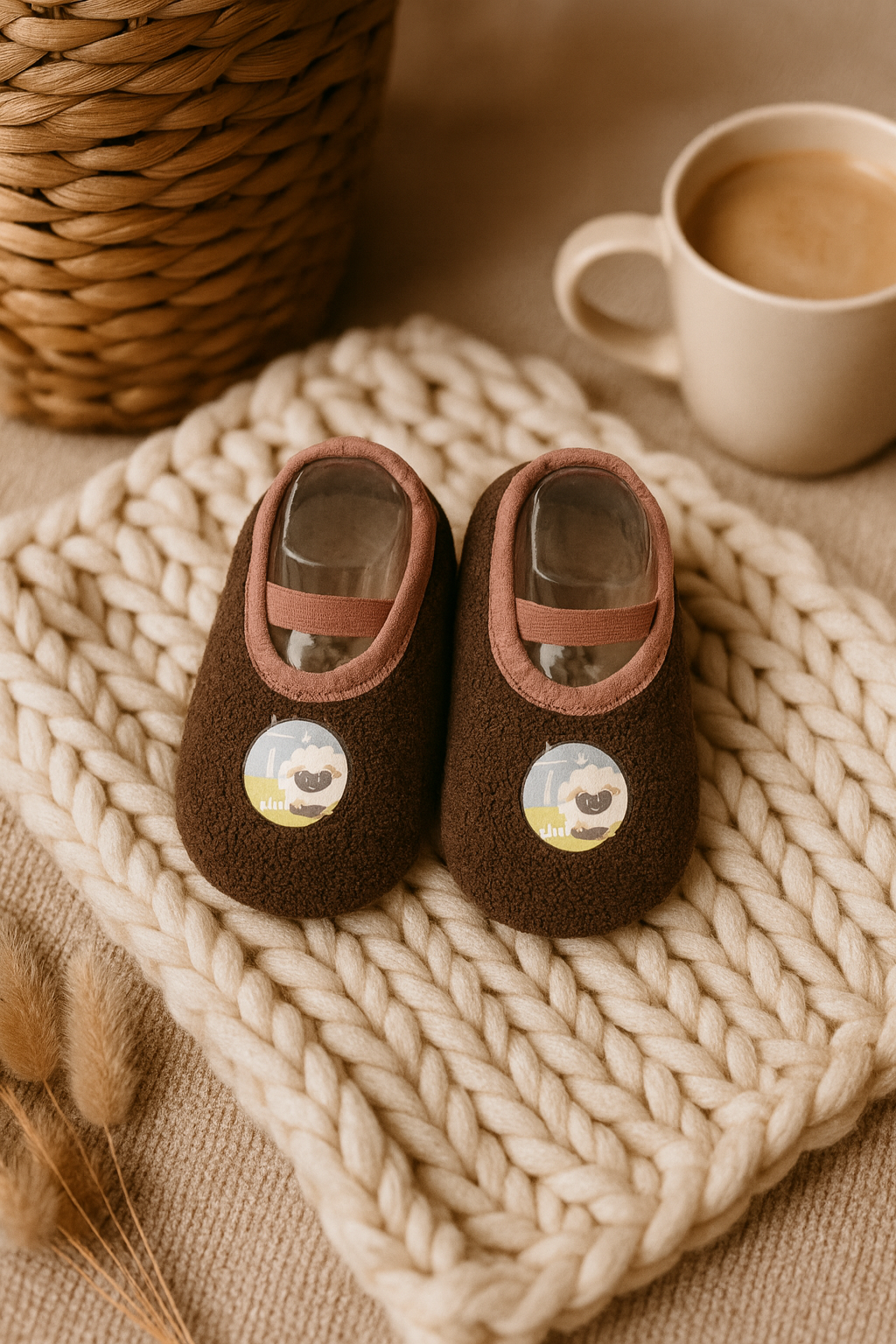 Chaussons bébé marron – souples, légers et antidérapants
