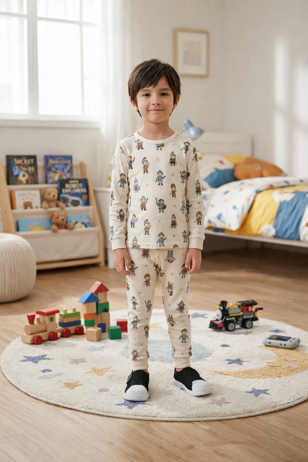 Chaussons garçon noirs – antidérapants, chauds et confortables