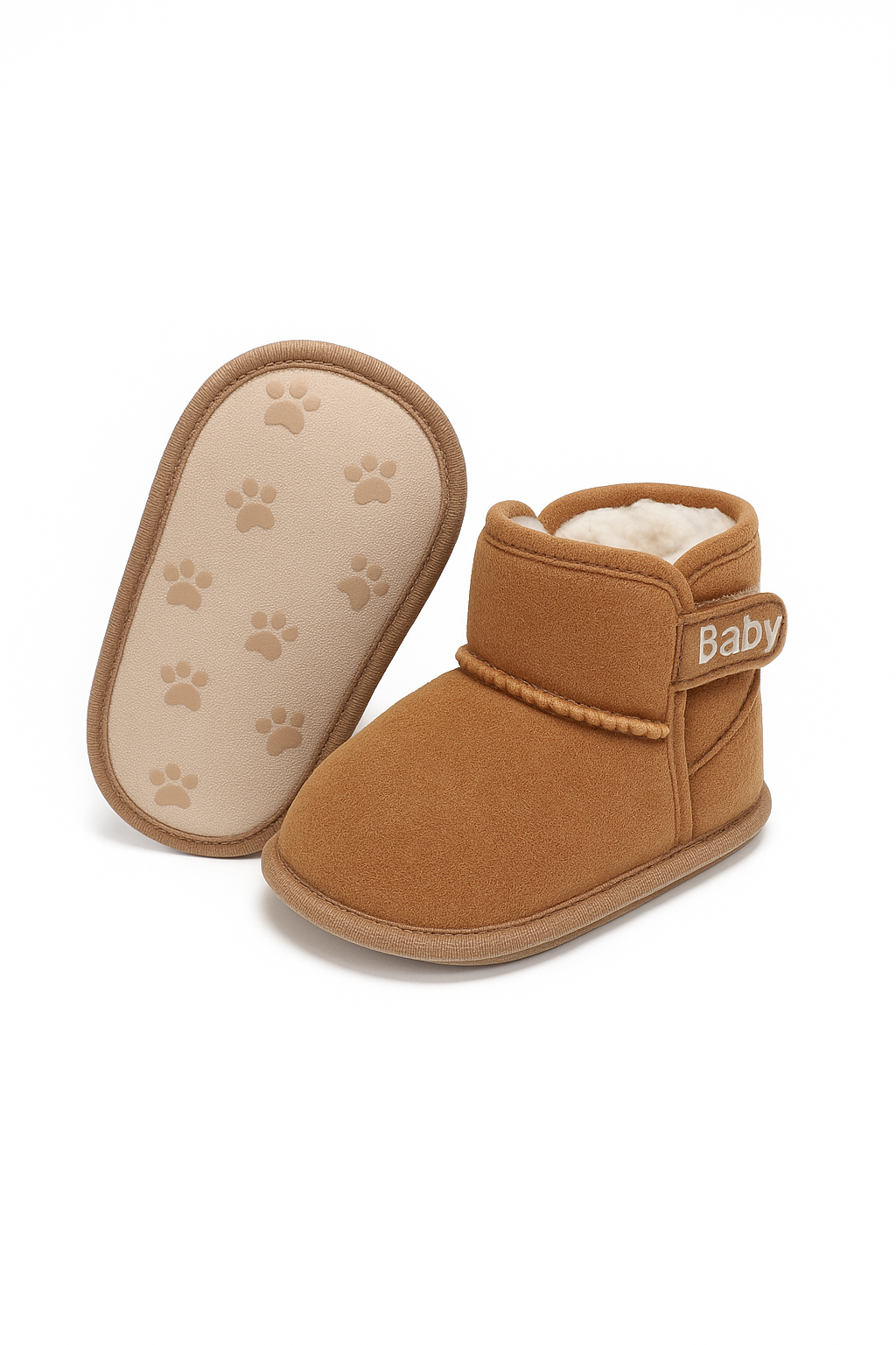 Chaussons bébé marron extérieur – antidérapants et semelle résistante