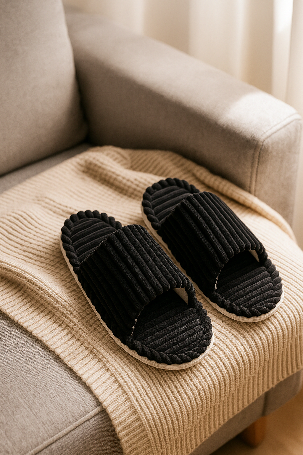 Chaussons homme noirs – doux, confortables et antidérapants