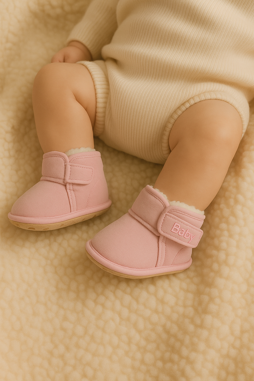 Chaussons bébé roses – souples, légers et parfaits pour les premiers pas