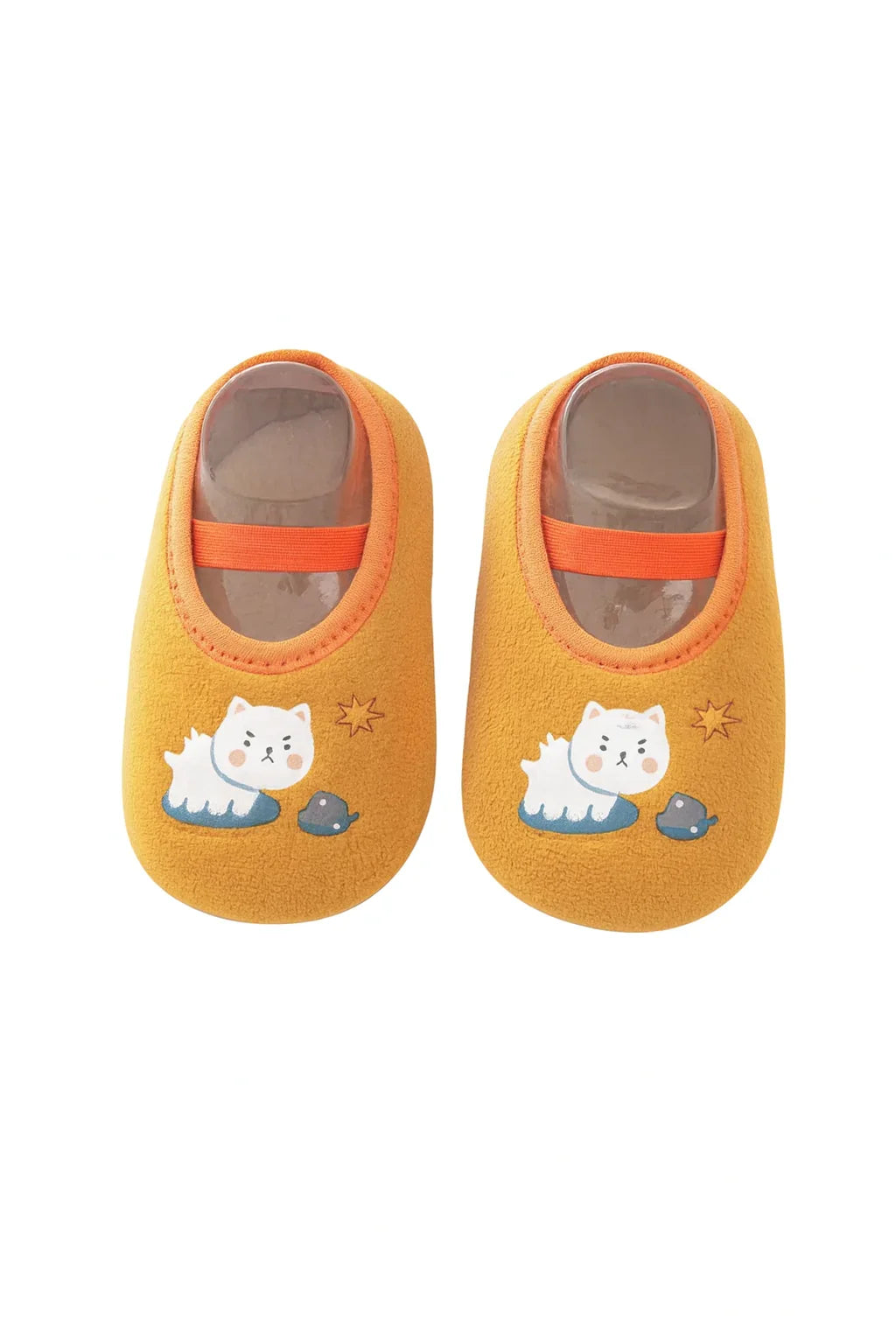 Chaussons bébé orange premiers pas – souples, légers et antidérapants