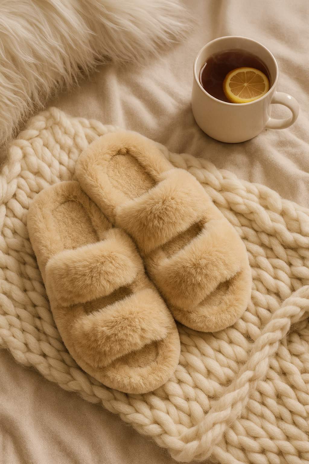 Chaussons femme blanches – chaudes, confortables et semelle épaisse
