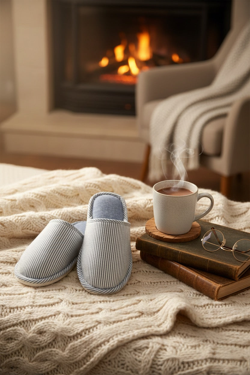Chaussons homme bleu clair – doux, confortables et légers