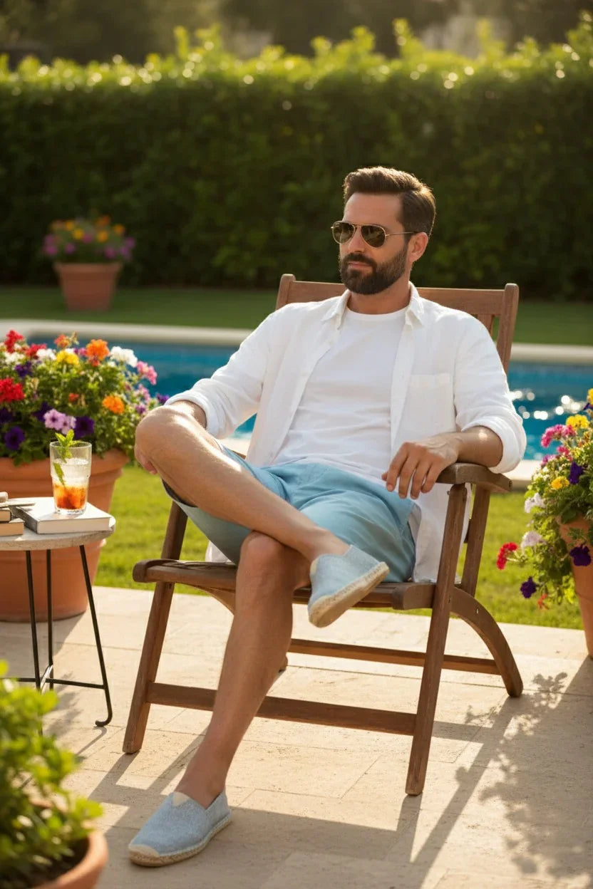 Espadrilles mule homme bleu jean – respirantes, légères et confortables