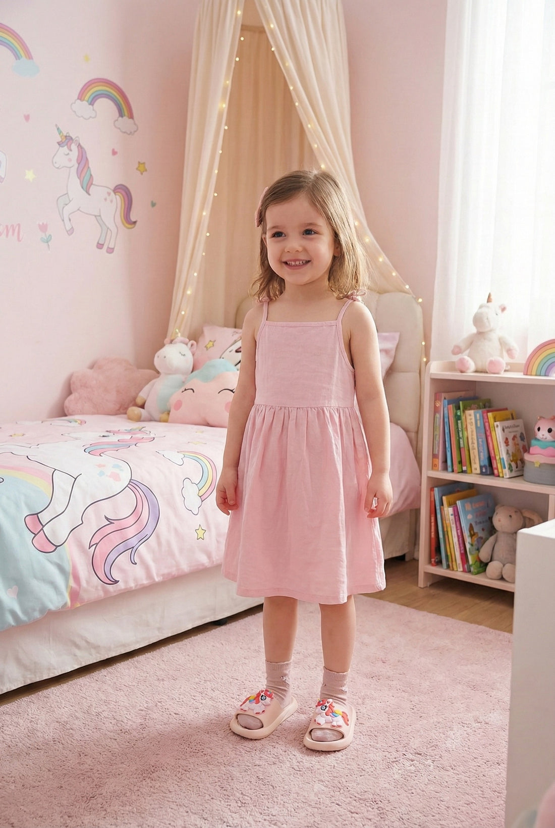 Sandales enfant roses licorne – légères, confortables et antidérapantes