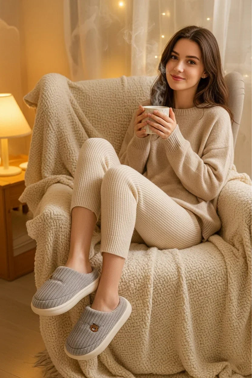 Chaussons femme hiver fourrés — chauds, doux et confort maison