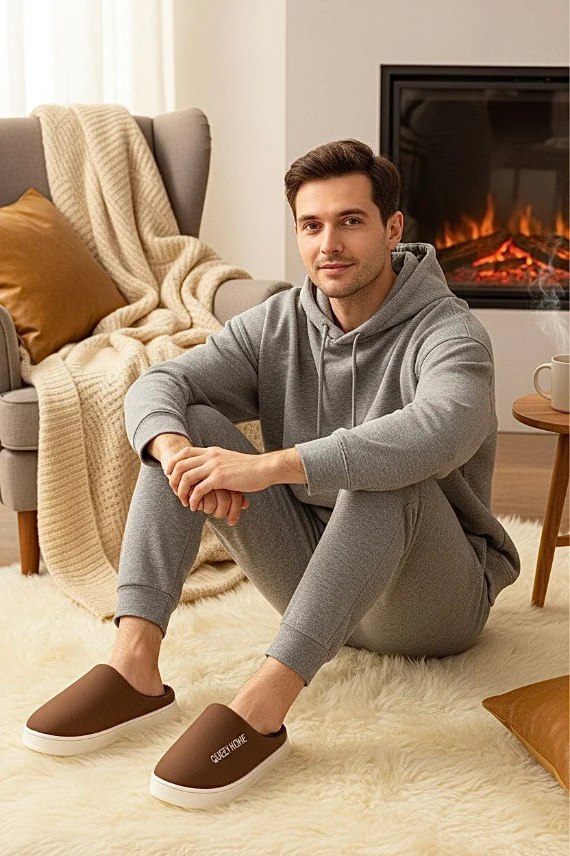 Chaussons homme marron – fourrés, chauds et confortables
