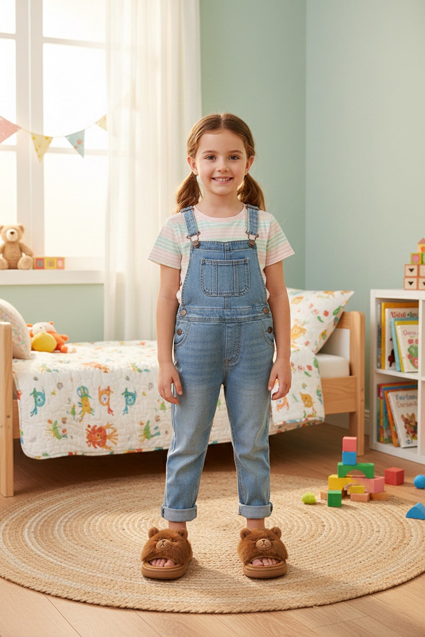 Pantoufles enfant fille marron – douces, confortables et chaudes