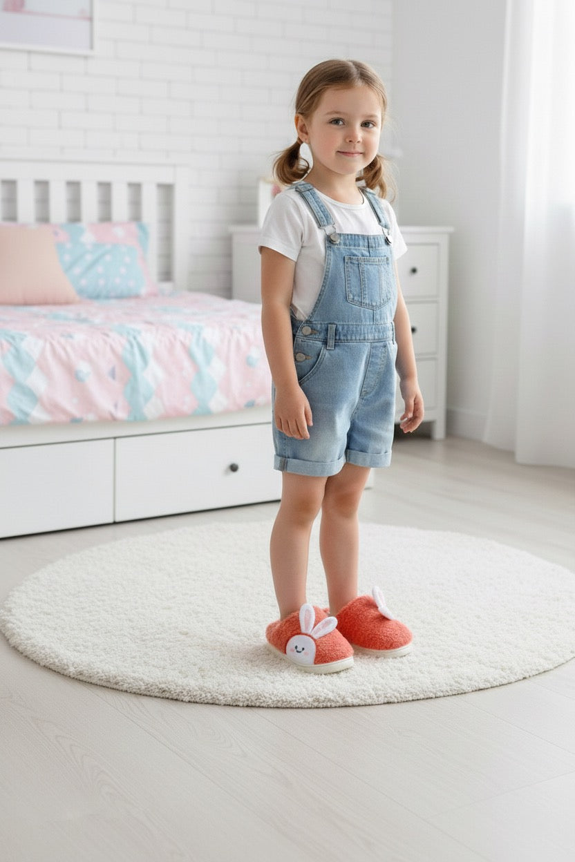 Pantoufles enfant rouges fourrées – douces, chaudes et confortables