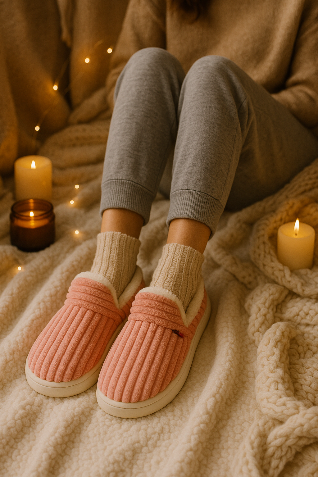 Pantoufles bottes femme roses – douces, chaudes et semelle souple
