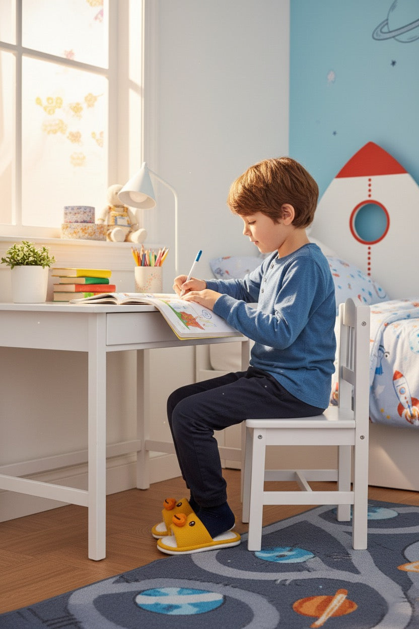 Pantoufles enfant jaunes – amusantes, confortables et antidérapantes