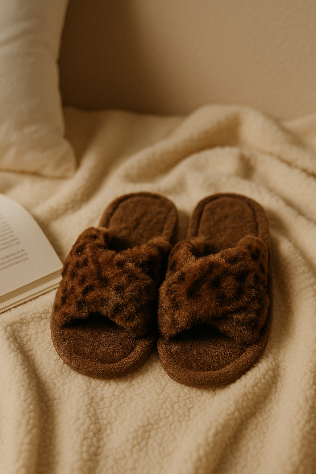 Pantoufles femme léopard marron – douces, chaudes et confortables