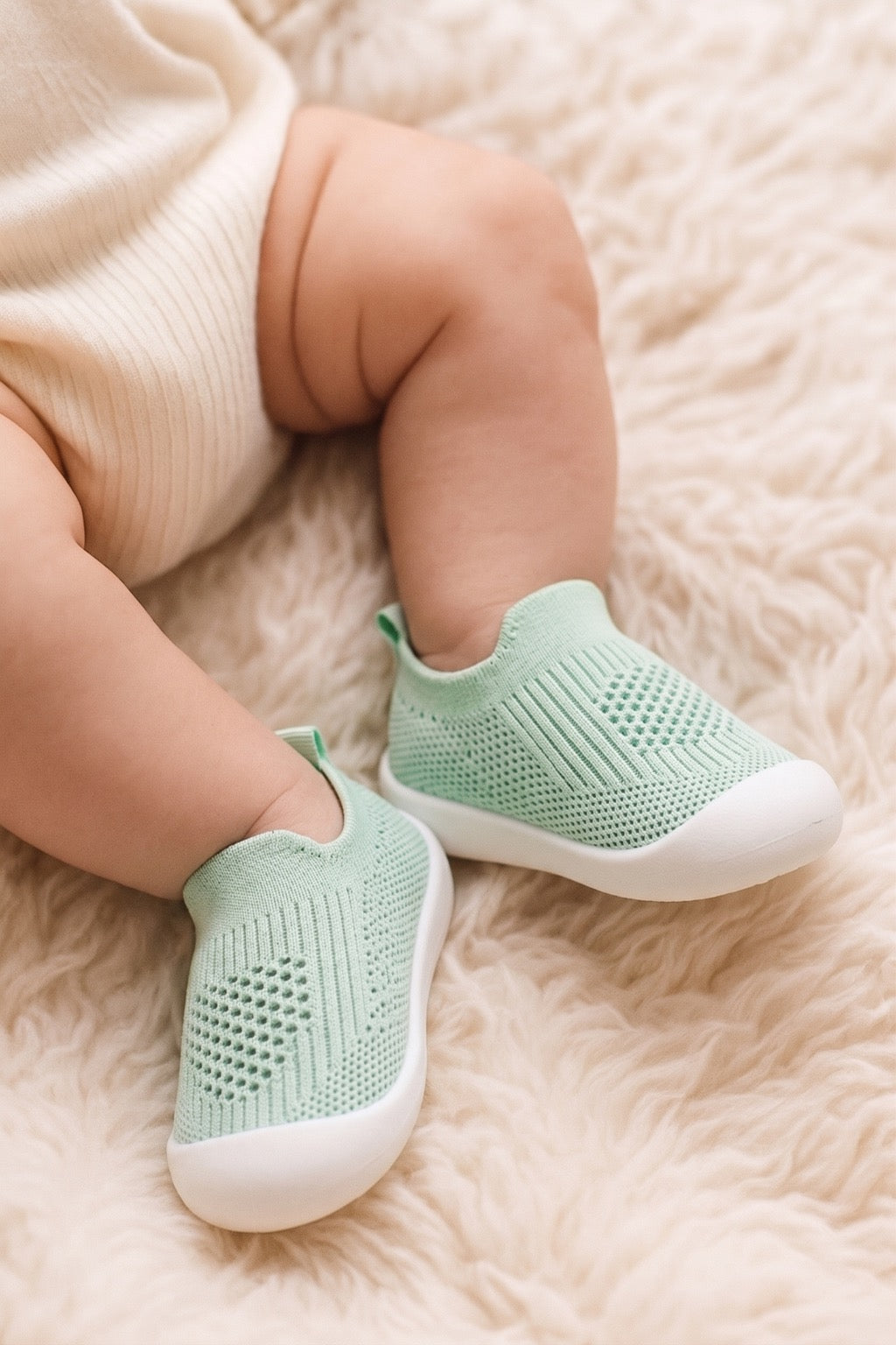 Chaussons bébé verts – souples, légers et parfaits pour les premiers pas