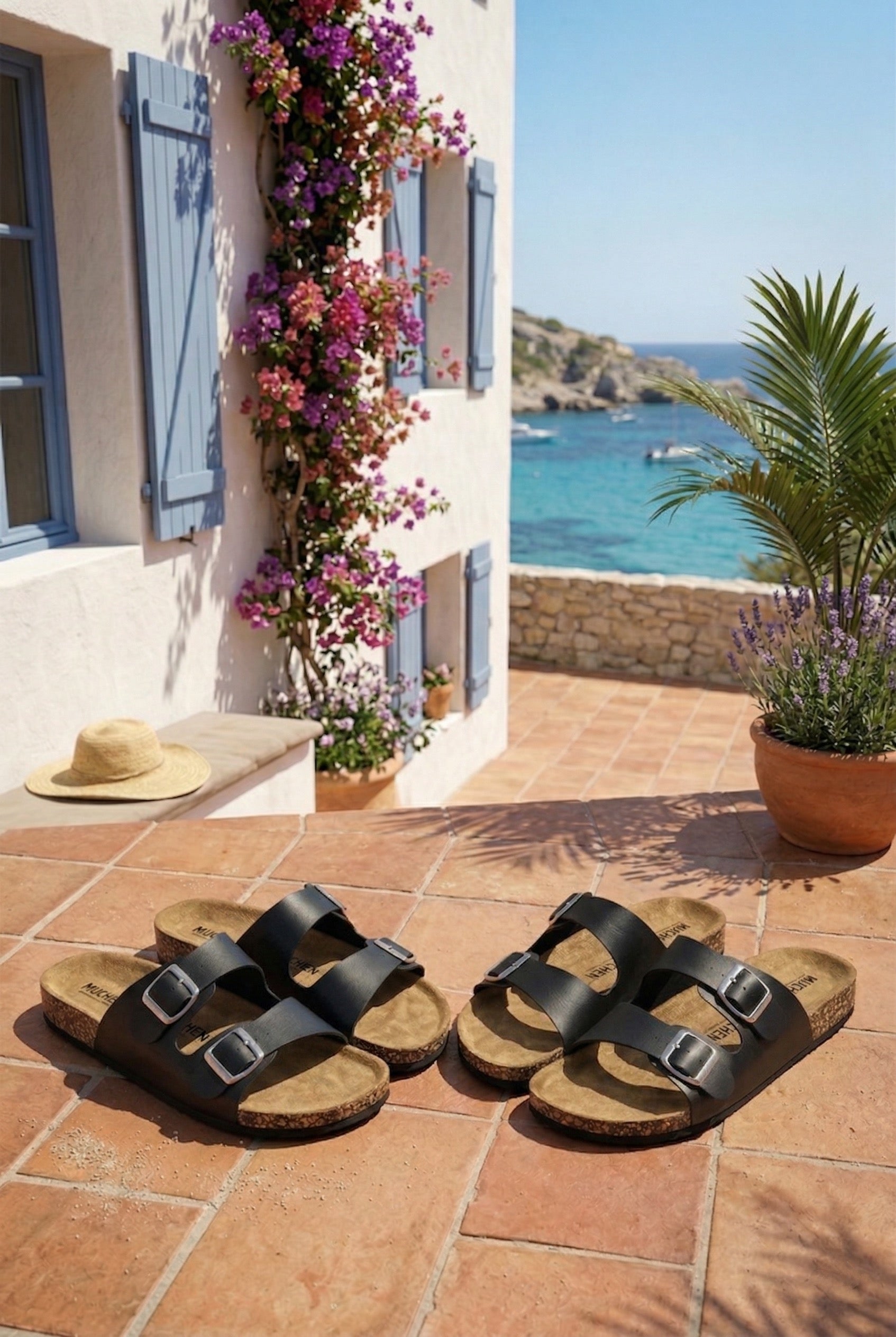 Sandales homme noires confort – semelle souple antidérapante